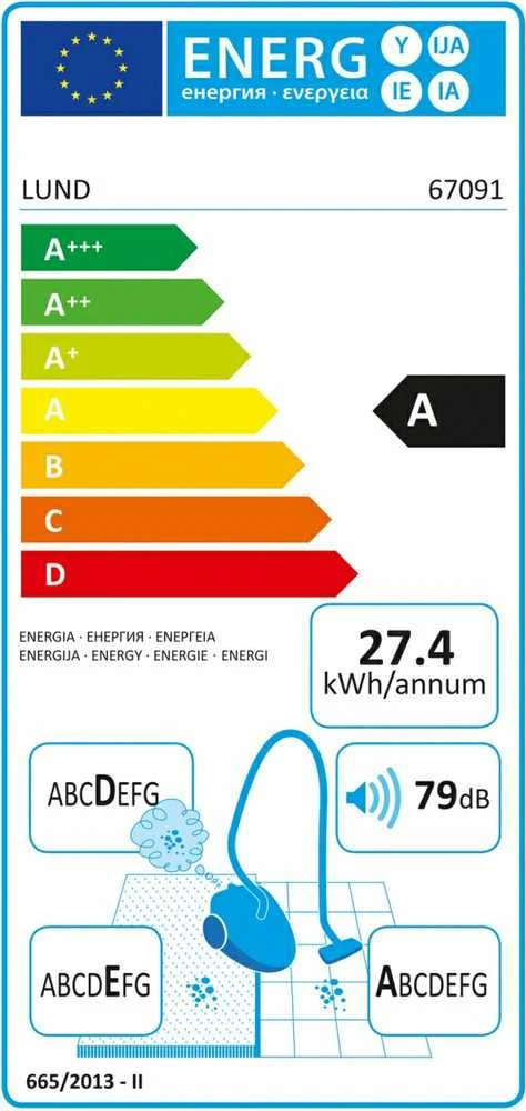 Dulkių siurblys LUND CYCLONE DULKIŲ SIURBIMAS 700W RAUDONAS / 3 ŠEPEČIAI