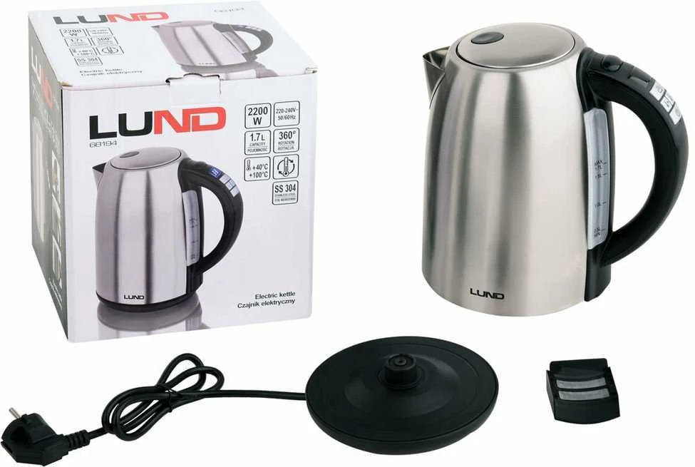 Lund Toya Sa Poland Elektrinis virdulys | Nerūdijantis plienas | temperatūros kontrolė | 1.7 l (68194)