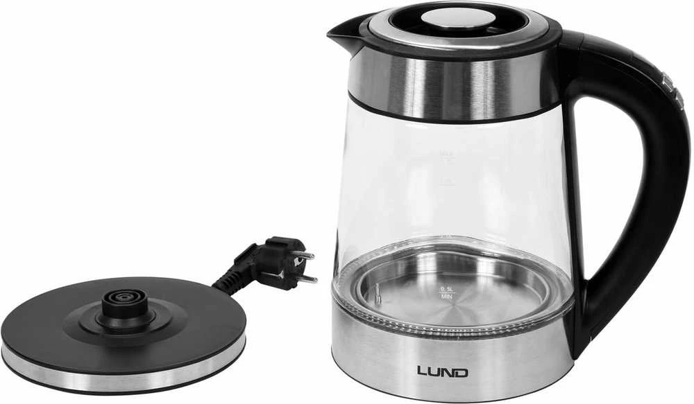 Stiklinis arbatinukas - virdulys LUND, su temperatūros kontrole, LED apšvietimu, 1.7L