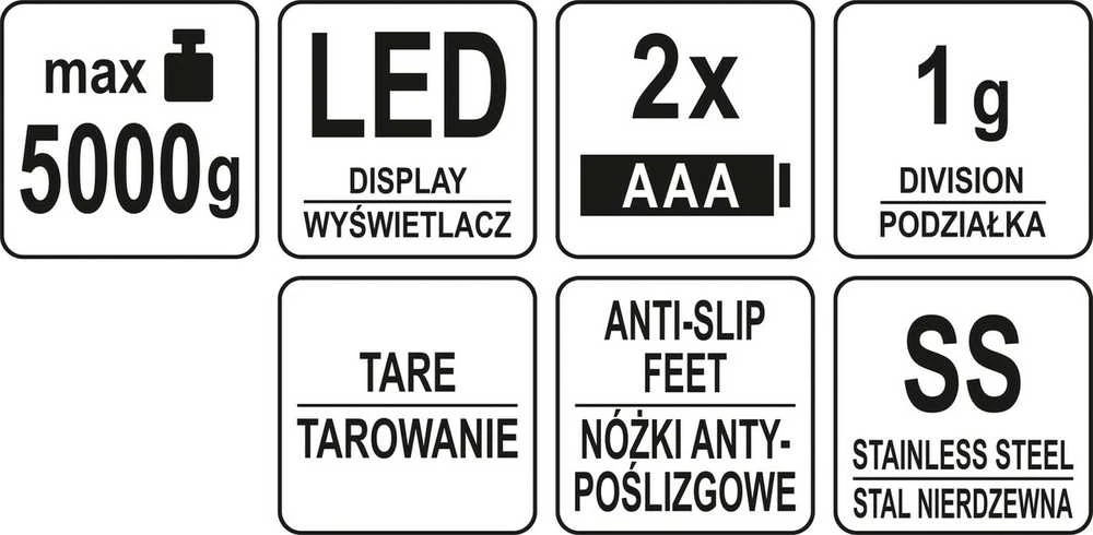 Lund Toya Sa Poland Virtuvinės svarstyklės | nerūdijantis plienas | 27 X 25 X 1,8 cm (68363)