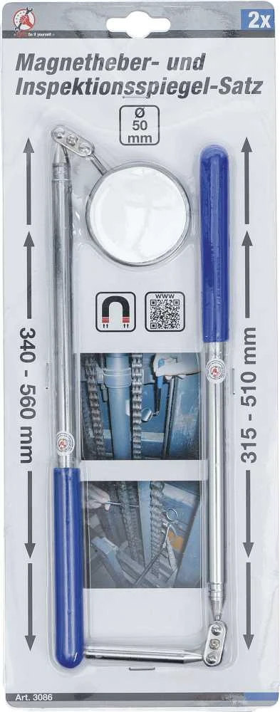Bgs Technic Magnetinio griebtuvo / tikrinimo veidrodžio rinkinys | 2 vnt. (3086)