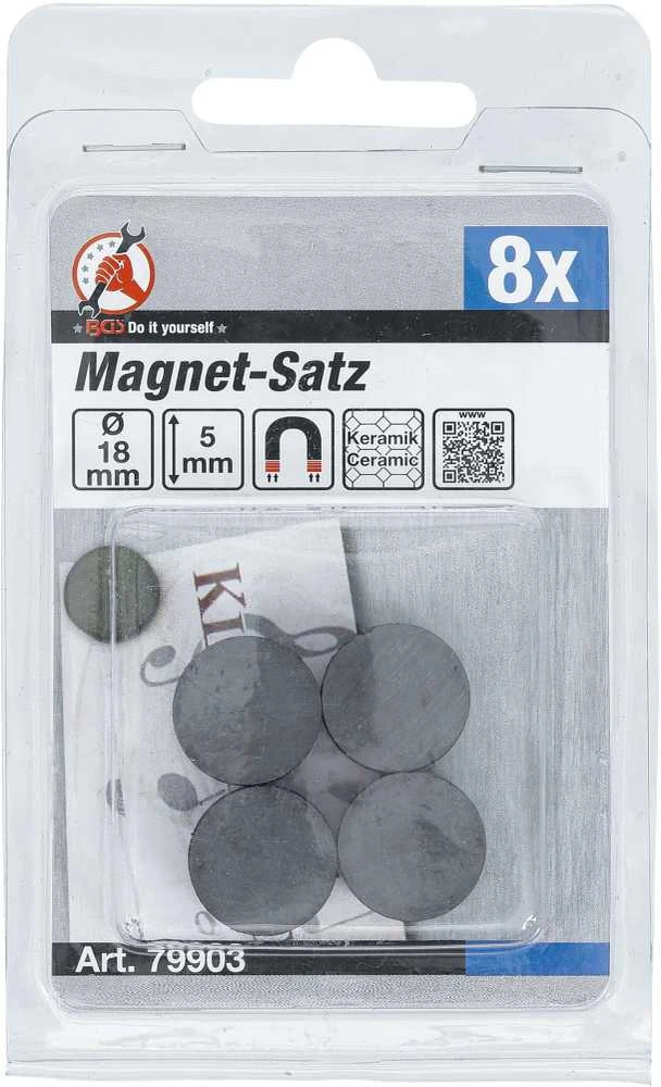 Bgs Technic Magnetų rinkinys | keramika | Ø 18 mm | 8 vnt. (79903)