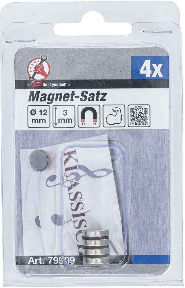 Bgs Technic Magnetų rinkinys | ypač stiprūs | Ø 12 mm | 4 vnt. (79909)