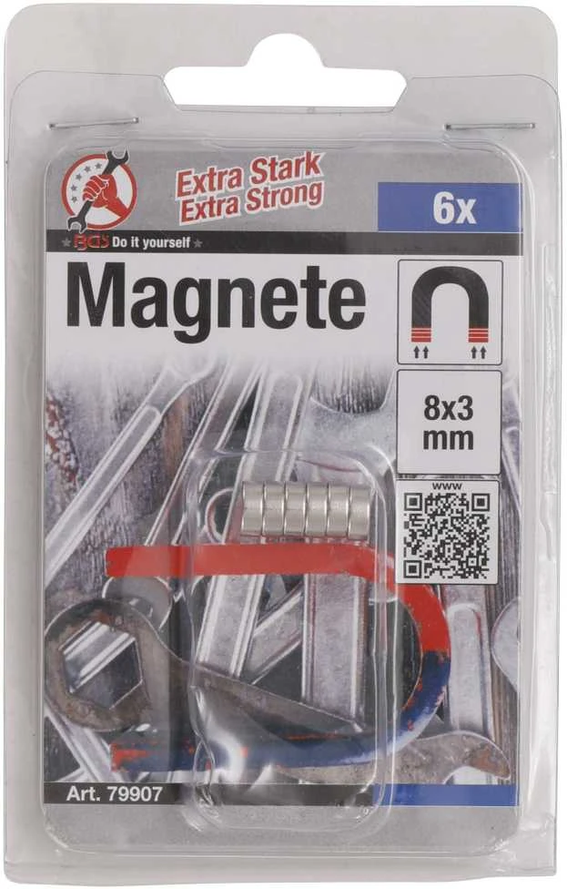 Bgs Technic Magnetų rinkinys | ypač stiprūs | Ø 8 mm | 6 vnt. (79907)
