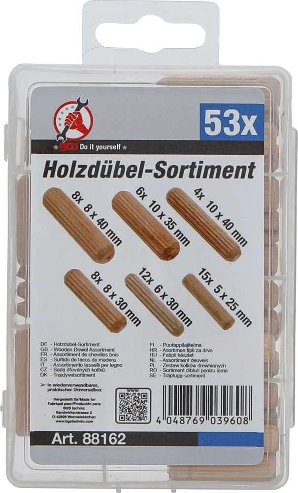 Bgs Technic Medinių diubelių asortimentas | Ø 5-10 mm | 53 vnt. (88162)