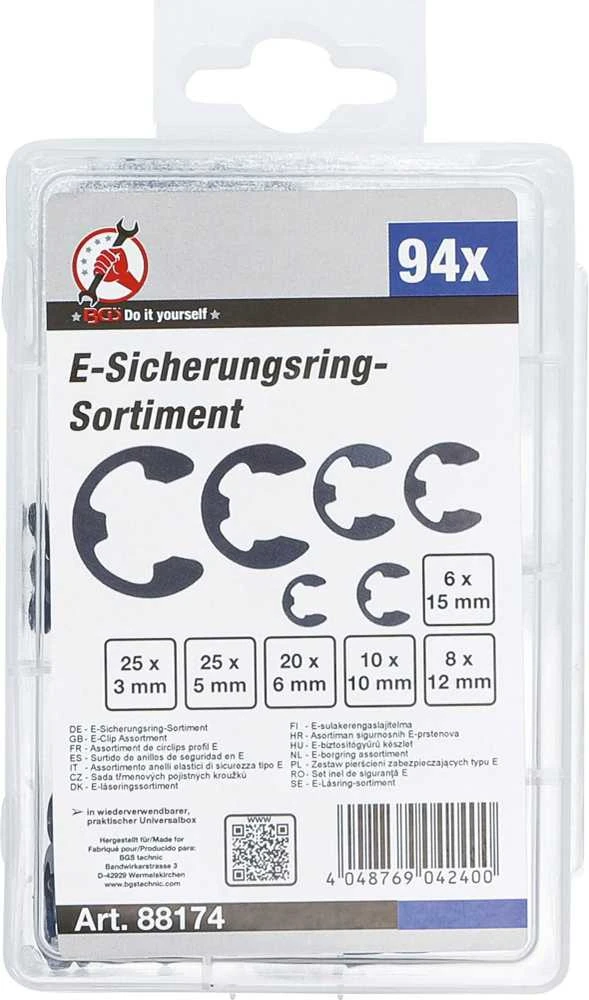 Bgs Technic Metrinių E-žiedų asortimentas | 3-15 mm | 94 vnt. (88174)