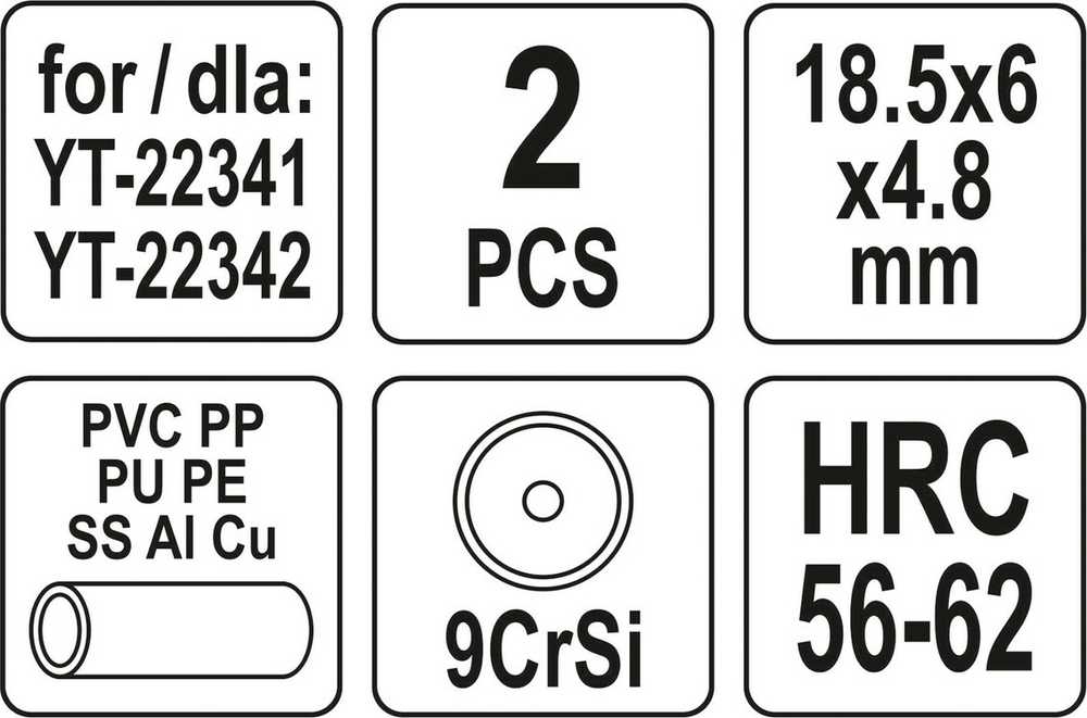 YATO RATAS VAMZDŽIŲ PJOVYMUI 18,5 x 6 x 4,8 mm/2vnt. YT-22341, YT-22342