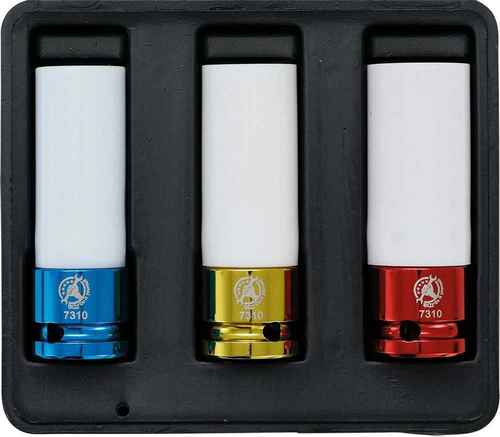 Bgs Technic Plonasienių smūginių galvučių rinkinys su apsaugom | 12,5 mm (1/2") | 17/19/21 mm | 3 vnt. (7310)