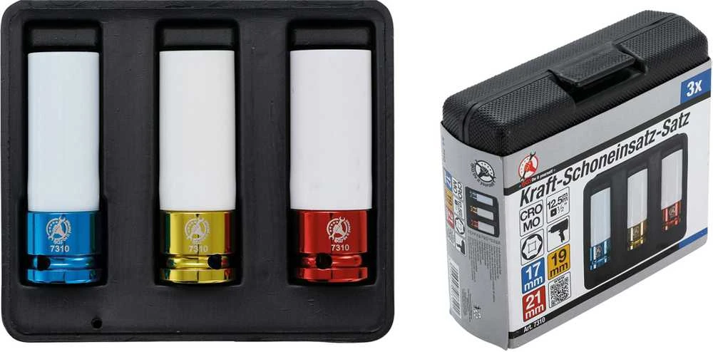 Bgs Technic Plonasienių smūginių galvučių rinkinys su apsaugom | 12,5 mm (1/2") | 17/19/21 mm | 3 vnt. (7310)