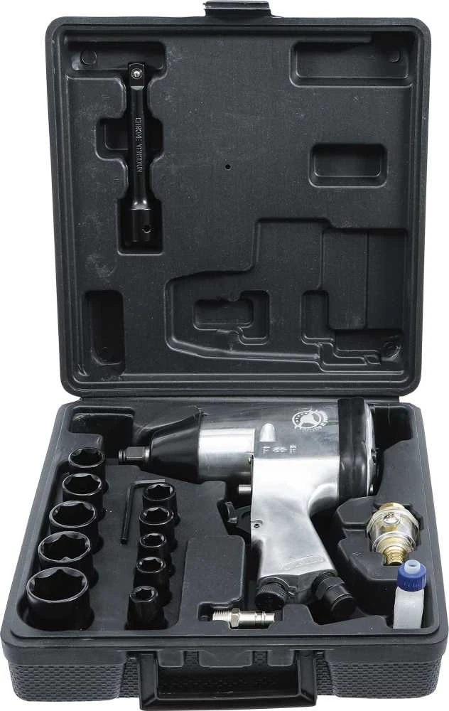 Grąžtas Bgs Technic Pneumatinis smūginis veržliaraktis su rinkiniu – 1/2" (12,5 mm), 320 Nm – 16 vnt (3211)