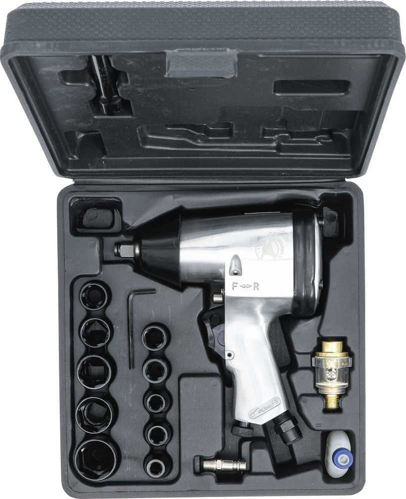 Grąžtas Bgs Technic Pneumatinis smūginis veržliaraktis su rinkiniu – 1/2" (12,5 mm), 320 Nm – 16 vnt (3211)