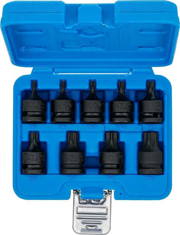 Bgs Technic Smūginių galvučių su T-Star antgaliais rinkinys 1/2" T20–T70 9 vnt. (5486)