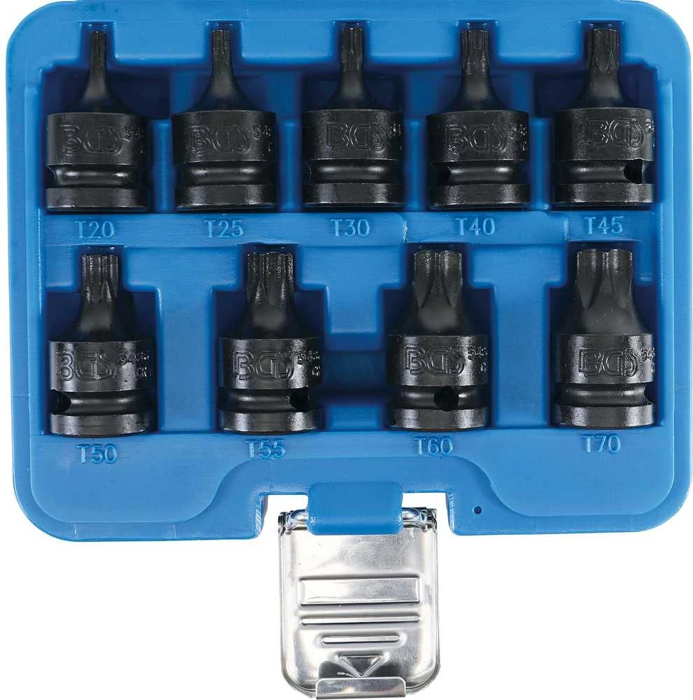 Bgs Technic Smūginių galvučių su T-Star antgaliais rinkinys 1/2" T20–T70 9 vnt. (5486)