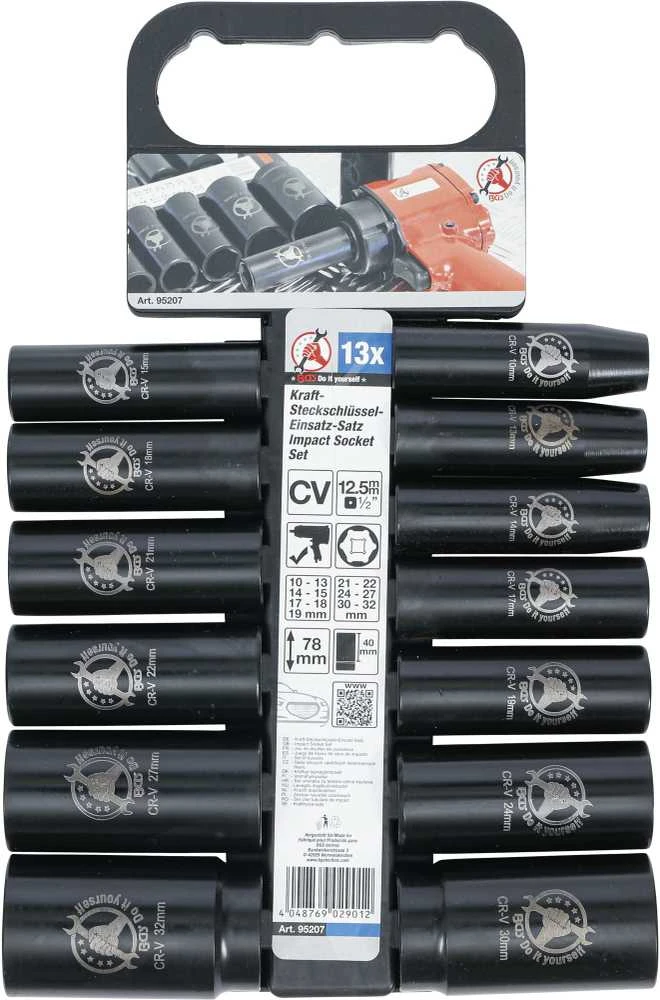 Bgs Technic Smūginių ilgų galvučių rinkinys | 12,5 mm (1/2") | 10-32 mm | 13 vnt. (95207)