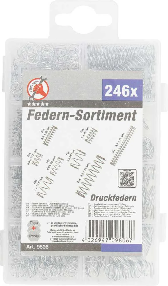 Bgs Technic Spyruoklių asortimentas | Suspaudimo spyruoklės | 246 vnt. (9806)