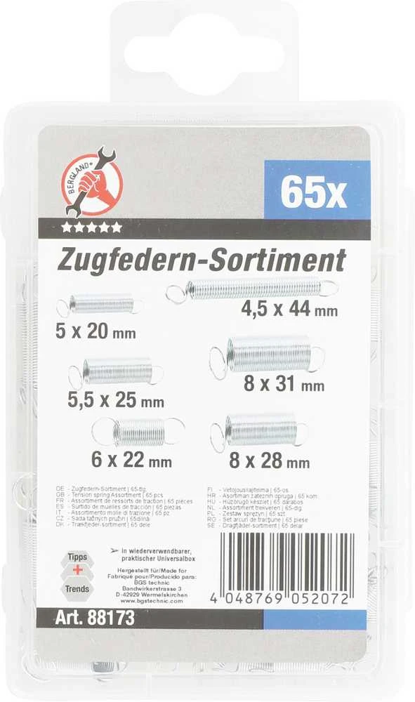 Bgs Technic Spyruoklių asortimentas | Tempimo spyruoklės | 65 vnt. (88173)
