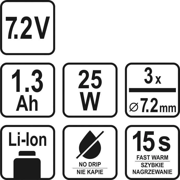 Toya Sa Poland Akumuliatorinis klijavimo pistoletas / 15 sek. | 7,2V (78154)