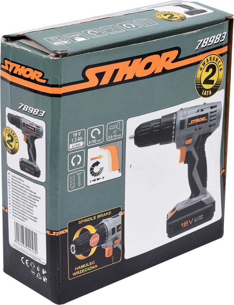 STHOR WIERTARKO - suktuvas 18V 1 x 1,3ah Li-Ion, 1 BIEG, 700 aps./min, 10mm, 17Nm 78983