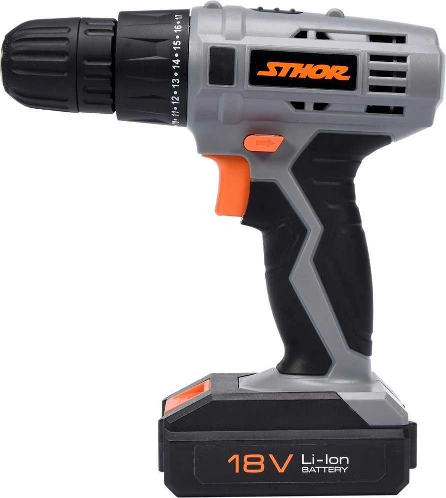 STHOR WIERTARKO - suktuvas 18V 1 x 1,3ah Li-Ion, 1 BIEG, 700 aps./min, 10mm, 17Nm 78983