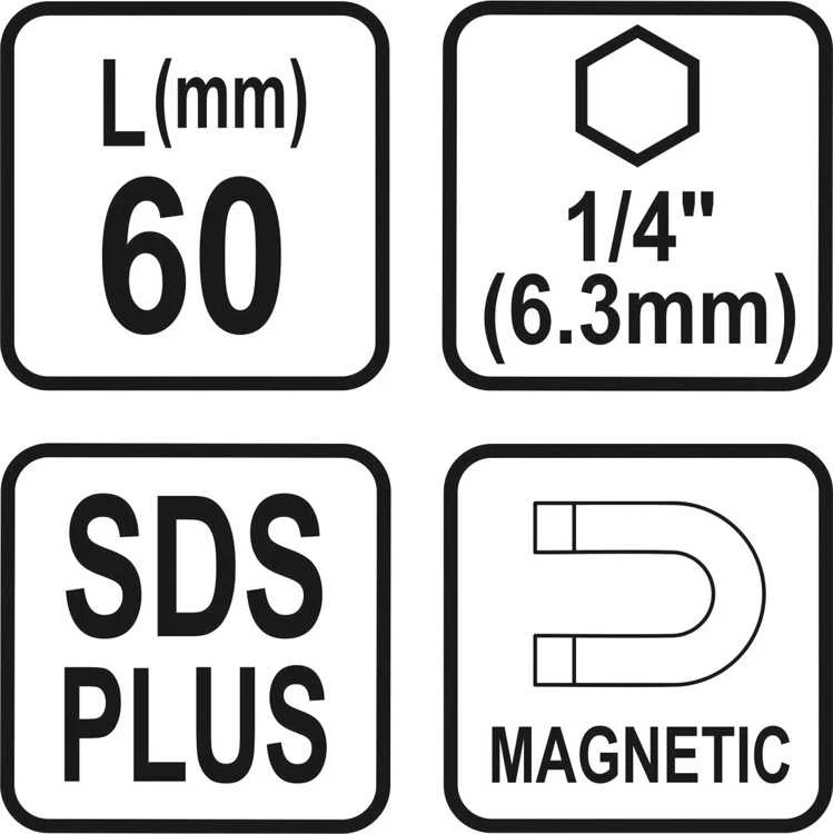 Sthor Toya Sa Poland Antgalių laikiklis SDS | vidinis šešiakampis 6,3 mm (1/4") | 60 mm (23460)