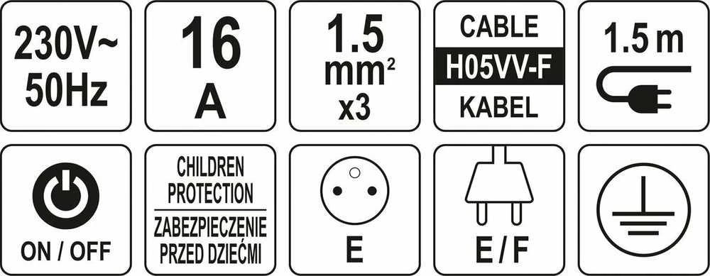 STHOR ilgintuvas / juostelė su įžeminimu, 3 lizdai, 1,5 m
