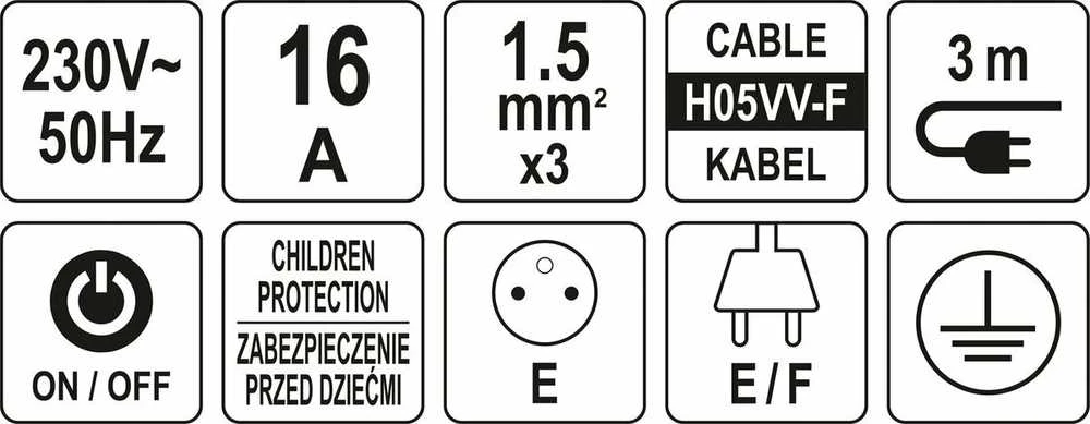 STHOR PRZEDŁUŻACZ / LISTWA Z UZIEMIENIEM 3-GNIAZDA 3,0m