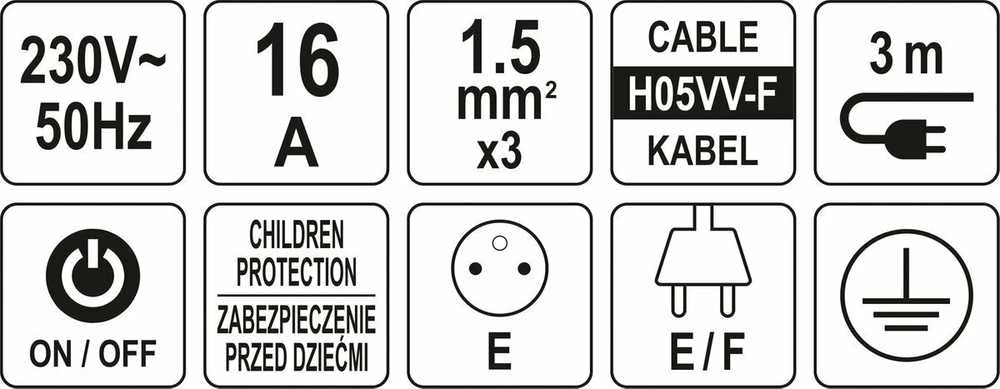 STHOR PRZEDŁUŻACZ / LISTWA Z UZIEMIENIEM 5-GNIAZD 3,0m