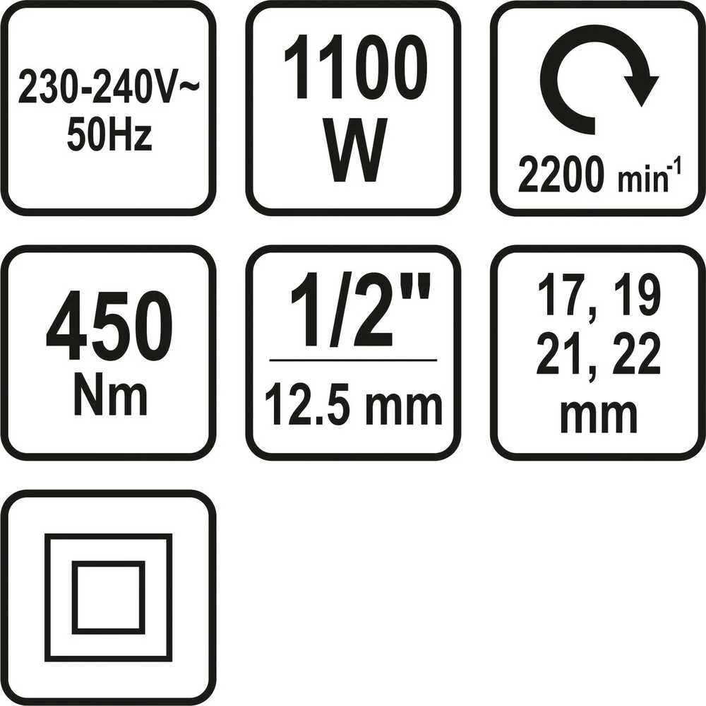 STHOR Smūginis veržliasukis 1100W 1/2" 450Nm 57092