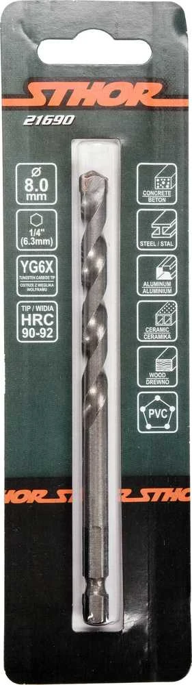 Toya Sa Poland Grąžtas universalus su Hex 6.3 mm (1/4") galu | 8.0 mm (21690)