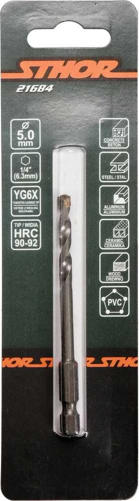 Toya Sa Poland Grąžtas universalus su Hex 6.3 mm (1/4") galu | 5.0 mm (21684)