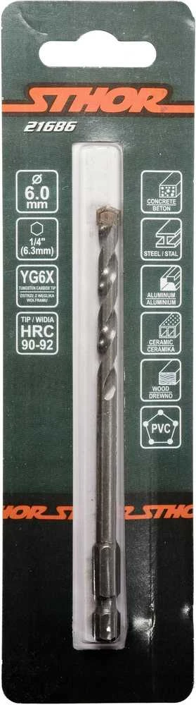 Toya Sa Poland Grąžtas universalus su Hex 6.3 mm (1/4") galu | 6.0 mm (21686)