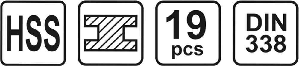 Grąžtas Sthor VOREL metalinių grąžtų rinkinys, 19 dalių, 1,0–10,0 mm, hss