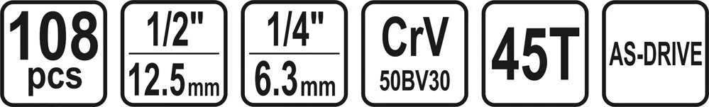 Sthor Toya Sa Poland Įrankių rinkinys | 6.3 mm (1/4") + 12.5 mm (1/2") | 108 vnt. (58685)
