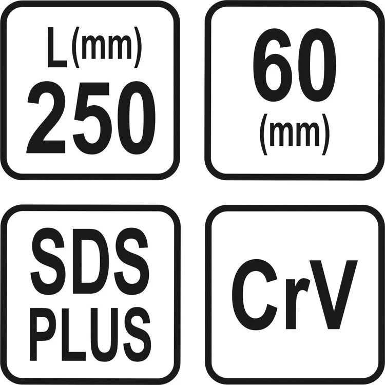 Grąžtas Toya Sa Poland Platus plokščias kaltas betonui | SDS Plus | 60 x 14 x 250 mm (23594)