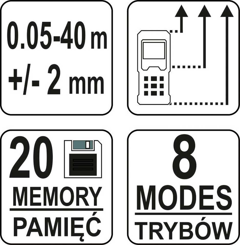 Toya Sa Poland Lazerinis atstumo matuoklis | 0.05-40 m (81790)