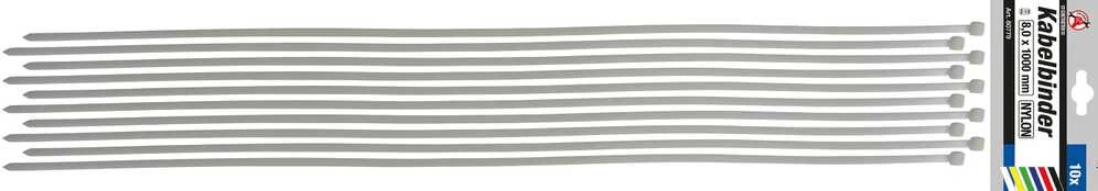 Bgs Technic Suveržimo dirželiai | balta spalva | 8.0 x 1000 mm | 10 vnt. (80779)
