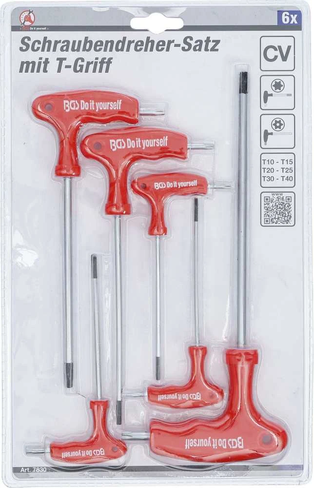 Bgs Technic T-rankenėlių atsuktuvų rinkinys | T-Star su sylėmis (Torx) | T10-T40 | 6 vnt. (7830)