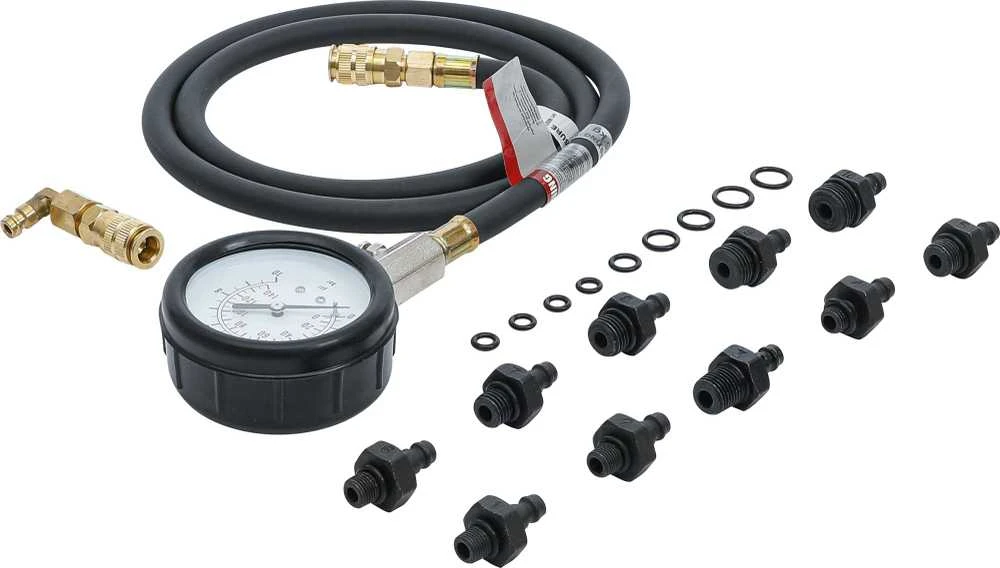 Bgs Technic Tepalo slėgio/spaudimo matuoklis su ilga žarna ir adapteriais (98007)
