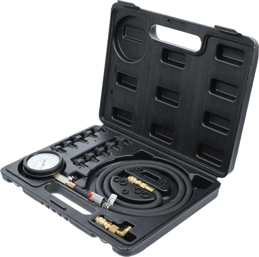Bgs Technic Tepalo slėgio/spaudimo matuoklis su ilga žarna ir adapteriais (98007)