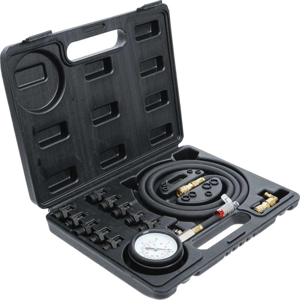 Bgs Technic Tepalo slėgio/spaudimo matuoklis su ilga žarna ir adapteriais (98007)