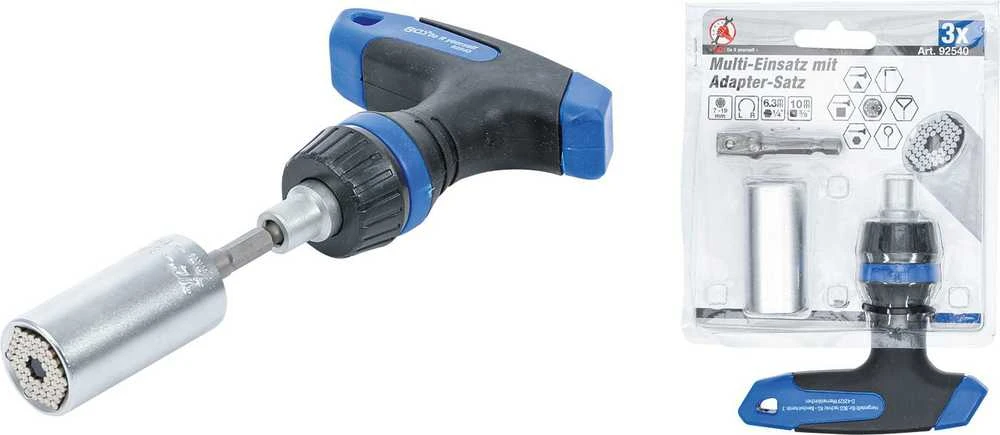Bgs Technic Terkšlinė rankena su daugiafunkcine galvute | 10 mm (3/8") | 7 - 19 mm | 3 vnt. (92540)