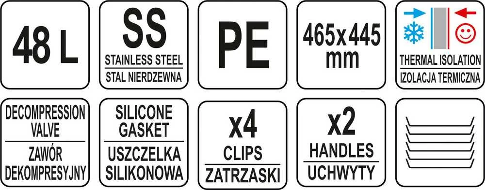 Yato Toya Sa Poland Termosas maisto transportavimui apvalus 48l (YG-09227)
