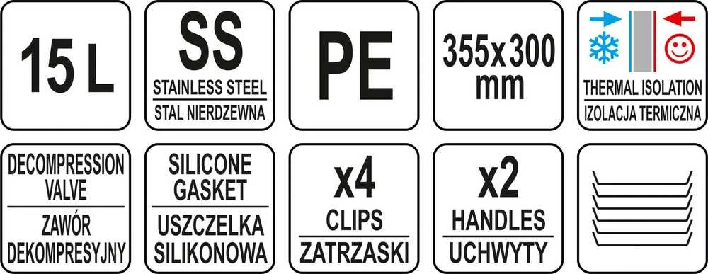 Toya Sa Poland Termosas maisto transportavimui apvalus | 15l (YG-09225)