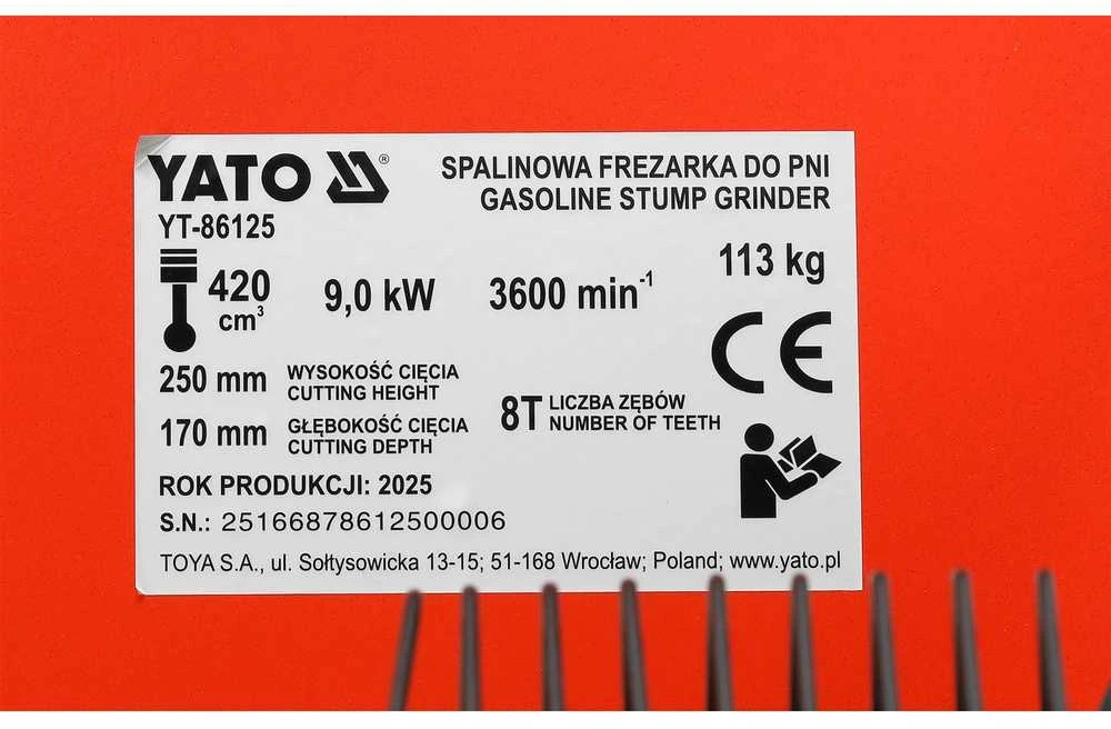 Toya Sa Poland Benzinininės kelmų frezavimo staklės | 420 cm3 (YT-86125)