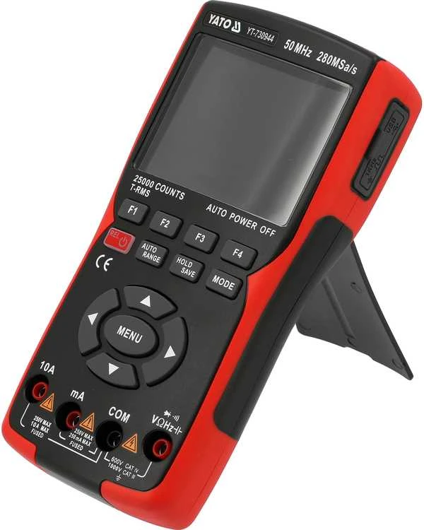 Toya Sa Poland 2 kanalų 50 MHz osciloskopas su multimetru ir signalų generatoriumi | 280 MSa/s, TRUE RMS (YT-730944)