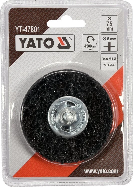 YATO DISKINIS ŠEPETĖLIS SU BOTONU 75 mm NEaustiniu AUDINIU