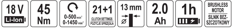 Suktuvas-gręžtuvas Yato YT-827788; 18 V; 1x2,0 Ah akum.