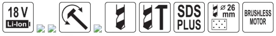 Yato Toya Sa Poland Akumuliatorinis perforatorius SDS Plus su bešepetėliu varikliu, 18 V, 2,8 J, be akumuliatoriaus ir įkroviklio (YT-827726)