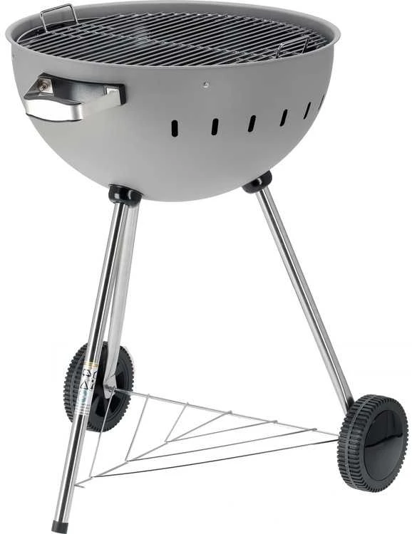Toya Sa Poland Apvalus anglies grilis, lauko gaminimui, didelis 54 cm kepimo paviršius, nešiojamas sodo grilis, pilkas BBQ