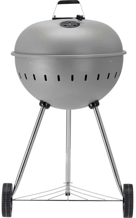 Toya Sa Poland Apvalus anglies grilis, lauko gaminimui, didelis 54 cm kepimo paviršius, nešiojamas sodo grilis, pilkas BBQ